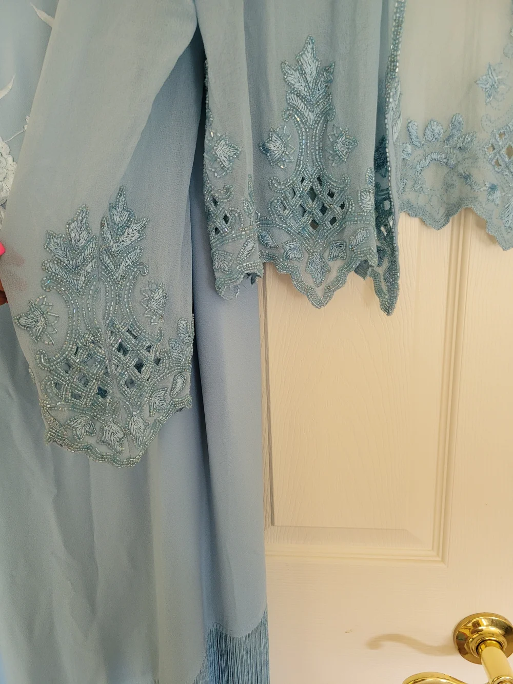 Elegant Blue Slip Dress with Sheer Embroidered Cover-Up - Brand Unspecified